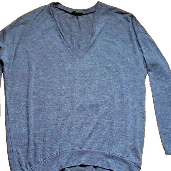 Aritzia Wlfred Free oversized V neck pullover tunic blouse sweater top gray S - Picture 4 of 10